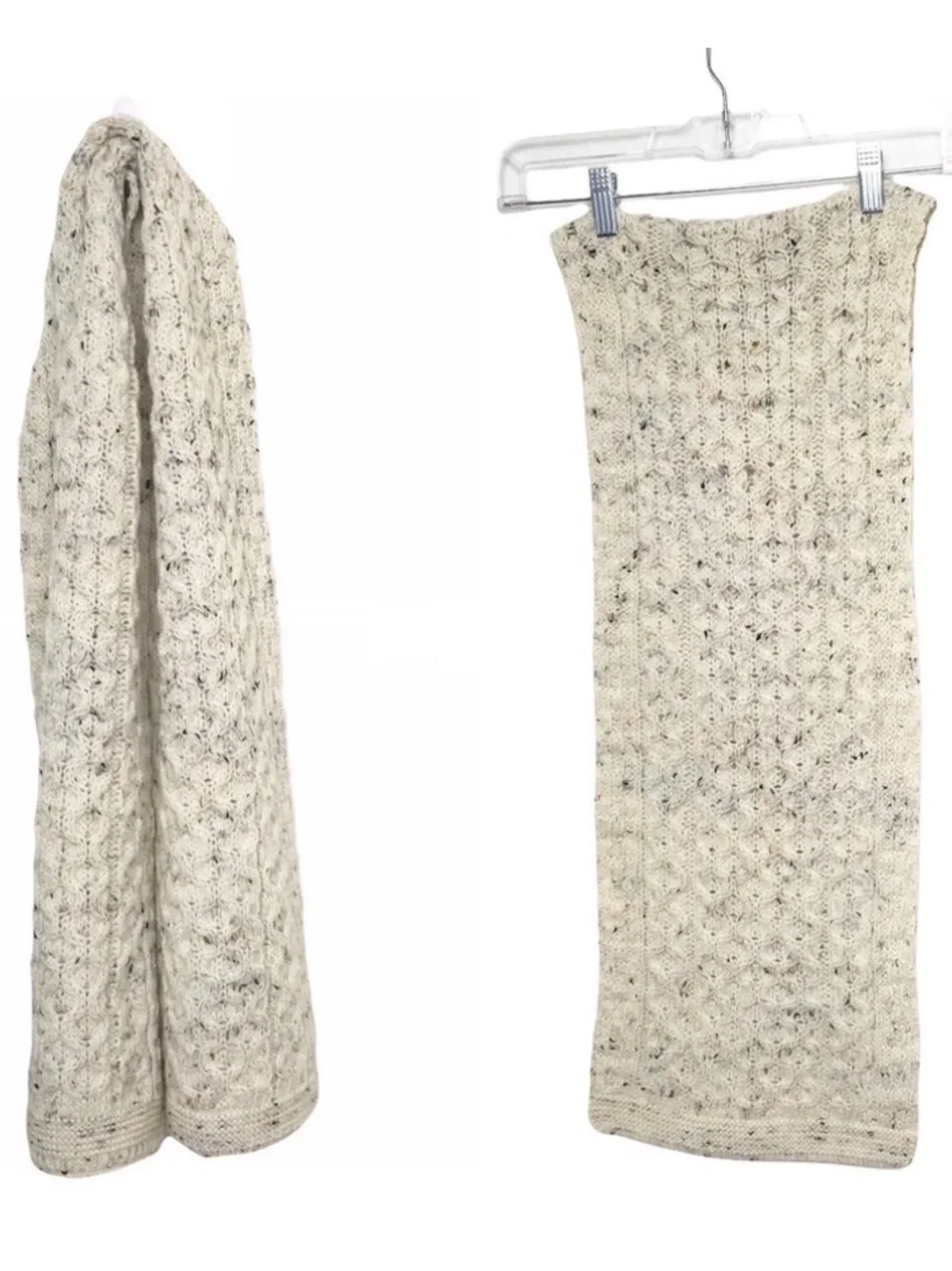 Aran Crafts 100% Wool Cream Flecked Knit Scarf